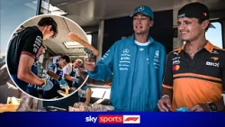 F1 Drivers, including Lando Norris and George Russell, serve up fish and chips! 🍟